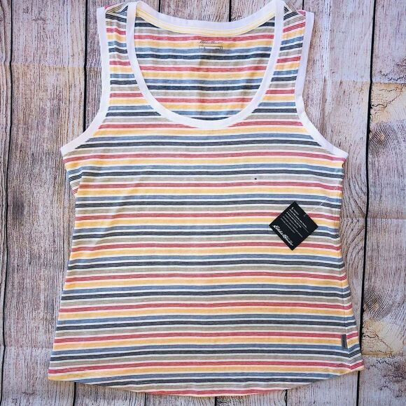 NWT Womens Small Eddie Bauer U Neck Striped Tank Top - Picture 1 of 7